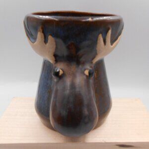 COLLECTIBLE RAD DESIGNS BIRCHSTONE STUDIO POTTERY STONEWARE MOOSE MUG CUP USA